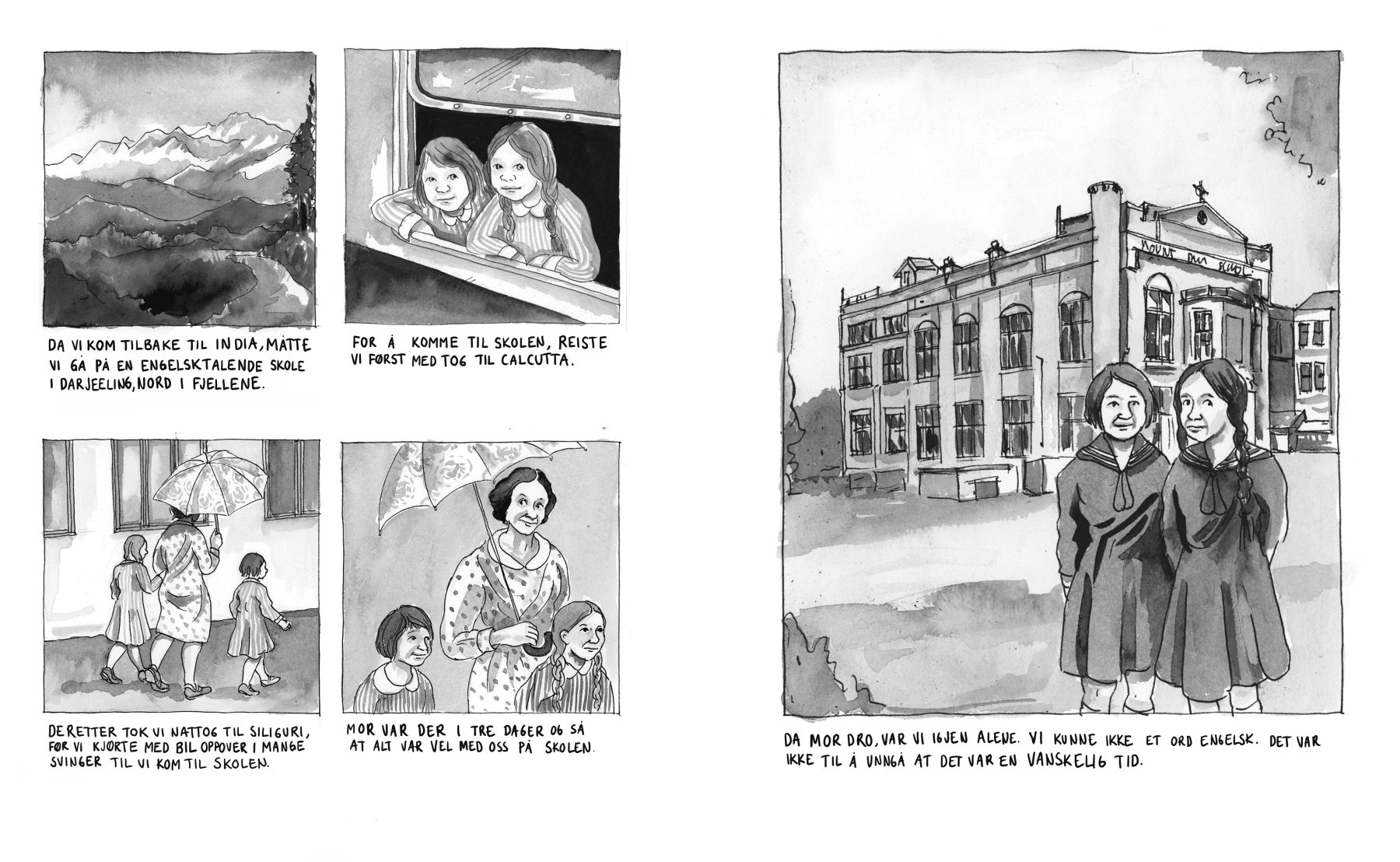 Side 10–11 fra *O bli hos meg* av Lene Ask, utgitt av No Comprendo Press.